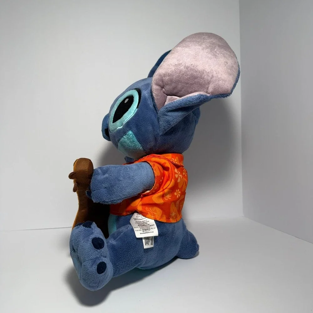 Disney Store Stitch Playing Guitar Hawaiian Shirt 15.5